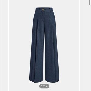 Mid-Waisted Pleated Wide-Leg Pants